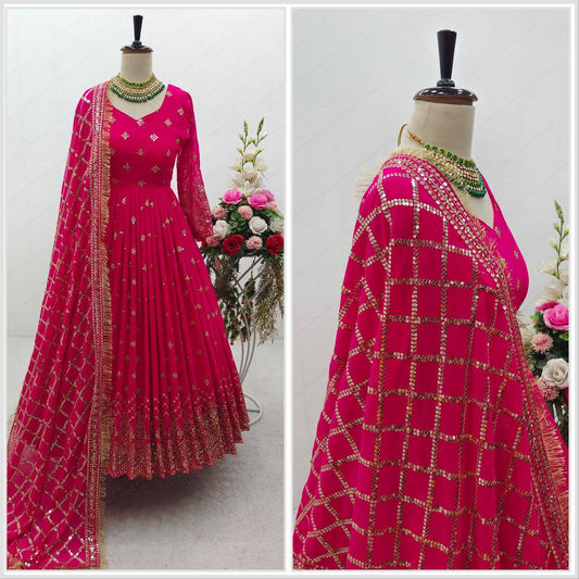Gorgeous Pink Color Sequence Work Anarkali Suit by My Store