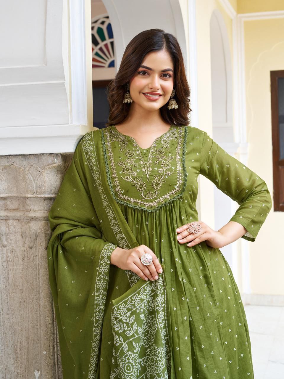 Olive Grace Anarkali Set