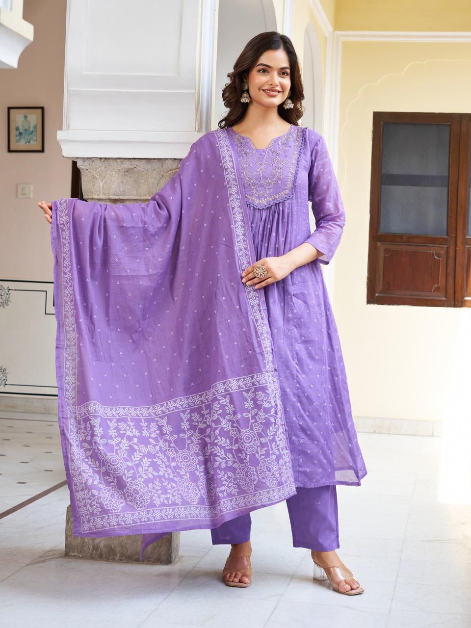 Lavender Grace Anarkali Kurta Set