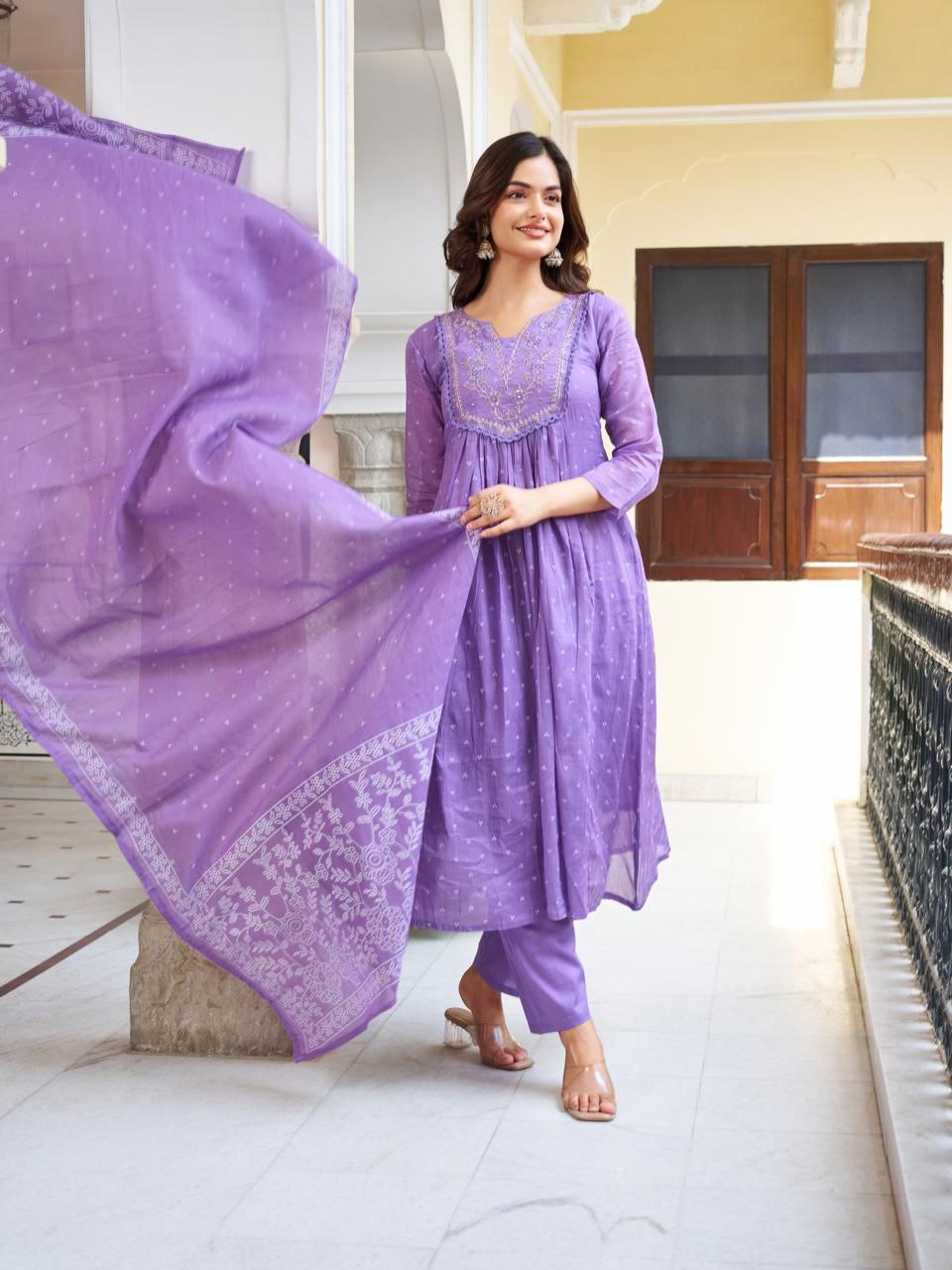 Lavender Grace Anarkali Kurta Set