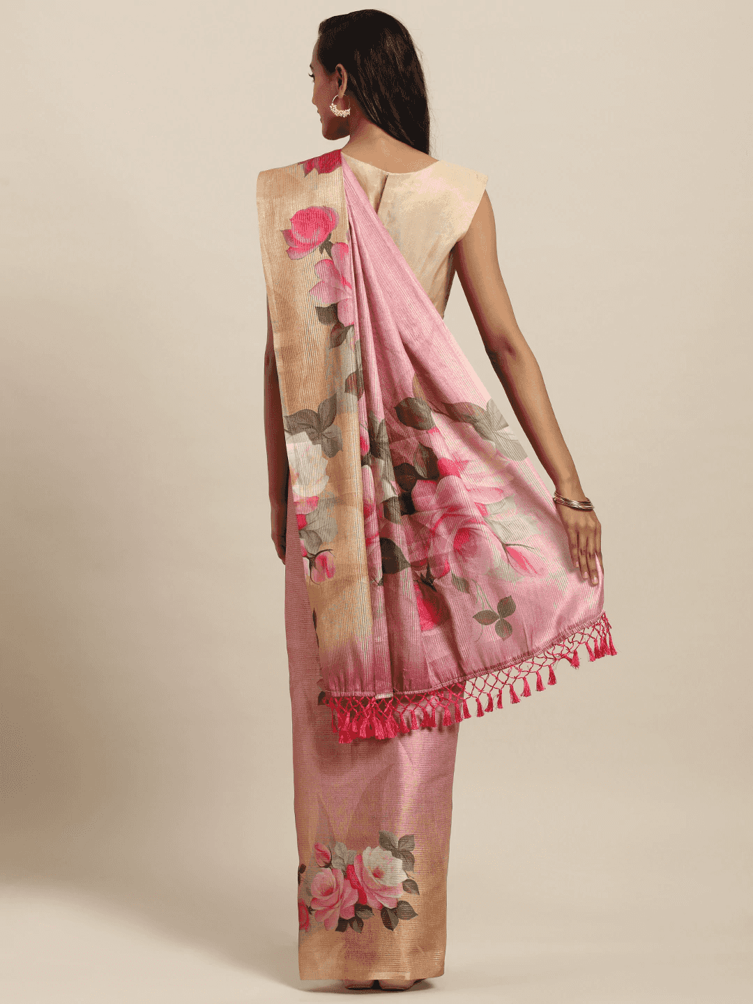 Maheshwari Muvel Floral Printed Saree With Zari Border by My Store