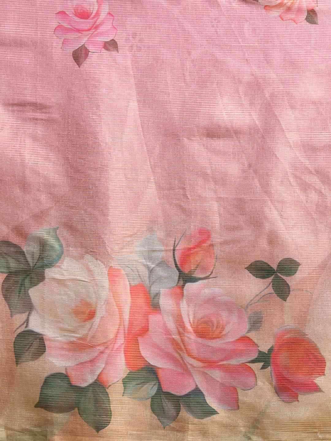 Maheshwari Muvel Floral Printed Saree With Zari Border by My Store