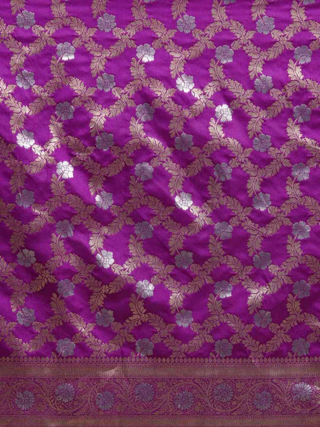 Purple Colour Pure Banarasi Silk Zari Woven Design Saree by My Store