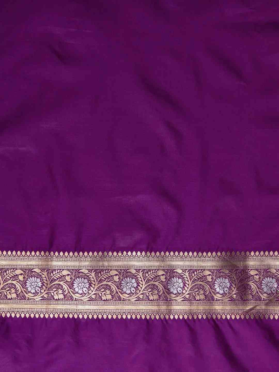 Purple Colour Pure Banarasi Silk Zari Woven Design Saree by My Store