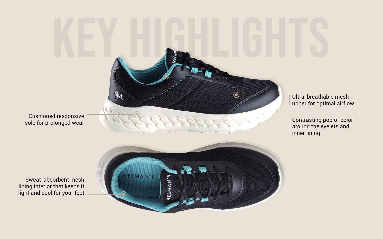 Relaxed Sporties : Black-Teal by My Store